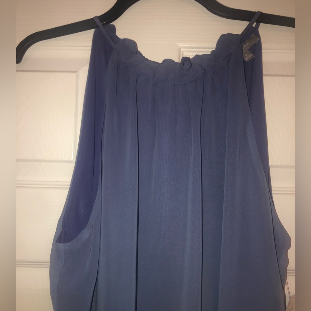 NY Collection Twilight Blue Ruffled Tank XL NWT